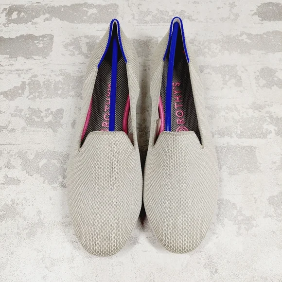 New Rothy's The Flat Cream Knit Round Toe Slip On Loafers C129